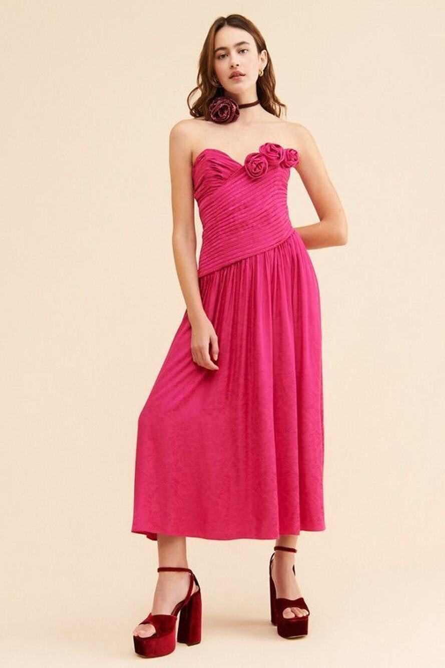 Free People Make An Entrance Pink Rosette Maxi Dress Size 4